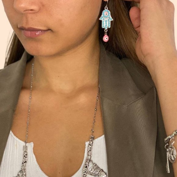 Double Evil Eye Earrings - Picture 3 of 3